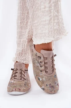 Artiker Półbuty Skórzane*Półbuty Damskie Ze Skóry Naturalnej Wzorzyste 56C2689 Beżowe Beżowy