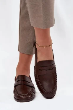 Outlet Boto Półbuty Loafersy Damskie Z Eko Skóry Brązowe Lilith Brązowy