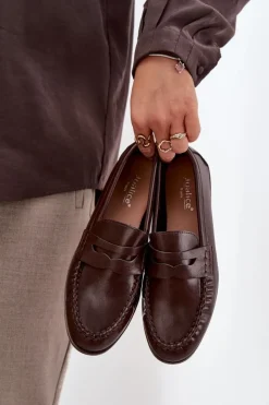 Outlet Boto Półbuty Loafersy Damskie Z Eko Skóry Brązowe Lilith Brązowy