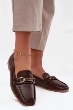 Outlet Boto Półbuty Loafersy Damskie Z Ozdobą Brązowe Priscelle Brązowy