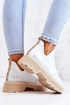 Boto Półbuty Na Masywnej Podeszwie Nicole 2701/005 Biało-Srebrne