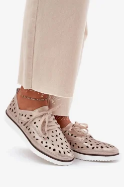 Damskie buty S.Barski Półbuty Skórzane*Półbuty Skórzane Damskie S.Barski LR51-611 Złote