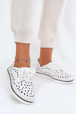 Damskie buty S.Barski Półbuty Skórzane*Półbuty Skórzane Damskie S.Barski LR51-610 Białe