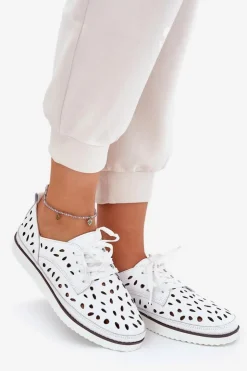 Damskie buty S.Barski Półbuty Skórzane*Półbuty Skórzane Damskie S.Barski LR51-610 Białe