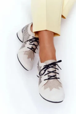 Damskie Maciejka Półbuty Z Plecionki Na Obcasie 04890-04 Beżowe