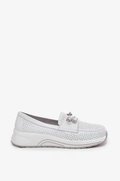 Damskie Artiker Półbuty Ze Skóry Naturalnej Na Platformie 56C2101 Białe