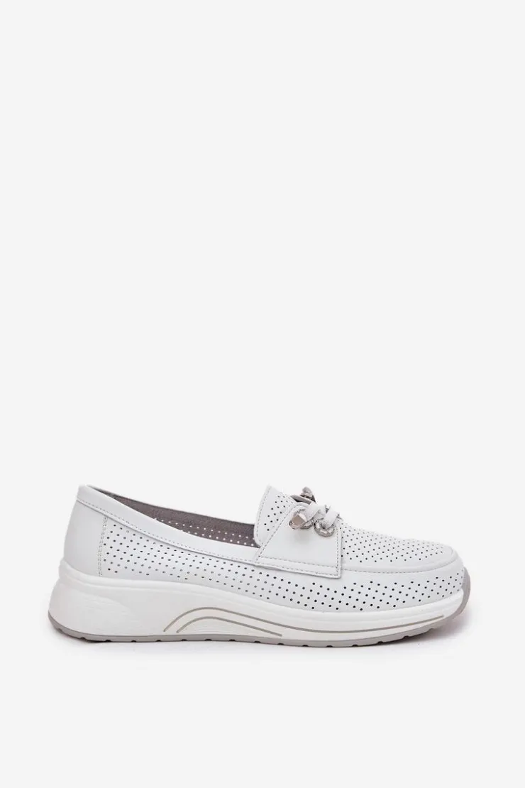 Damskie Artiker Półbuty Ze Skóry Naturalnej Na Platformie 56C2101 Białe