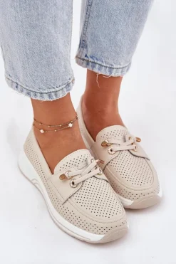 Artiker Buty Sportowe Na Platformie|Półbuty Skórzane*Półbuty Ze Skóry Naturalnej Na Platformie 56C2102 Beżowe