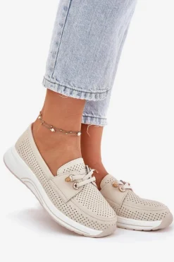 Artiker Buty Sportowe Na Platformie|Półbuty Skórzane*Półbuty Ze Skóry Naturalnej Na Platformie 56C2102 Beżowe