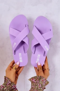 Damskie Big Star Shoes Piankowe Damskie Klapki Big Star JJ274A340 Fioletowe