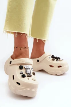 Damskie Boto Piankowe Damskie Lekkie Klapki Na Masywnej Podeszwie Beżowe Matirra