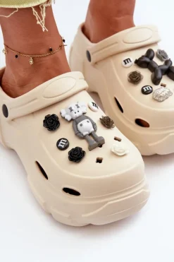 Damskie Boto Piankowe Damskie Lekkie Klapki Na Masywnej Podeszwie Beżowe Matirra