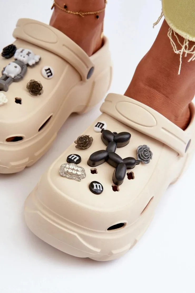 Damskie Boto Piankowe Damskie Lekkie Klapki Na Masywnej Podeszwie Beżowe Matirra