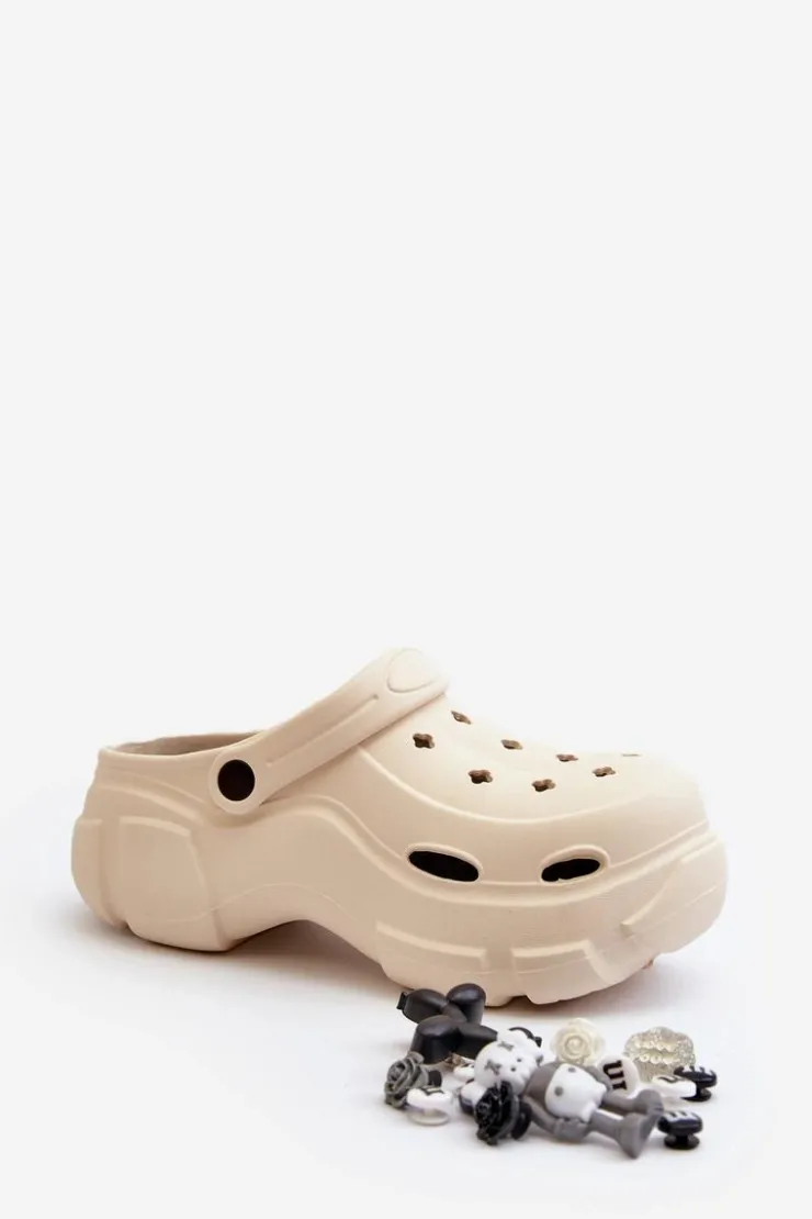 Damskie Boto Piankowe Damskie Lekkie Klapki Na Masywnej Podeszwie Beżowe Matirra