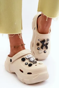 Damskie Boto Piankowe Damskie Lekkie Klapki Na Masywnej Podeszwie Beżowe Matirra