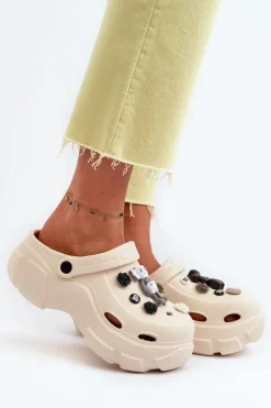 Damskie Boto Piankowe Damskie Lekkie Klapki Na Masywnej Podeszwie Beżowe Matirra