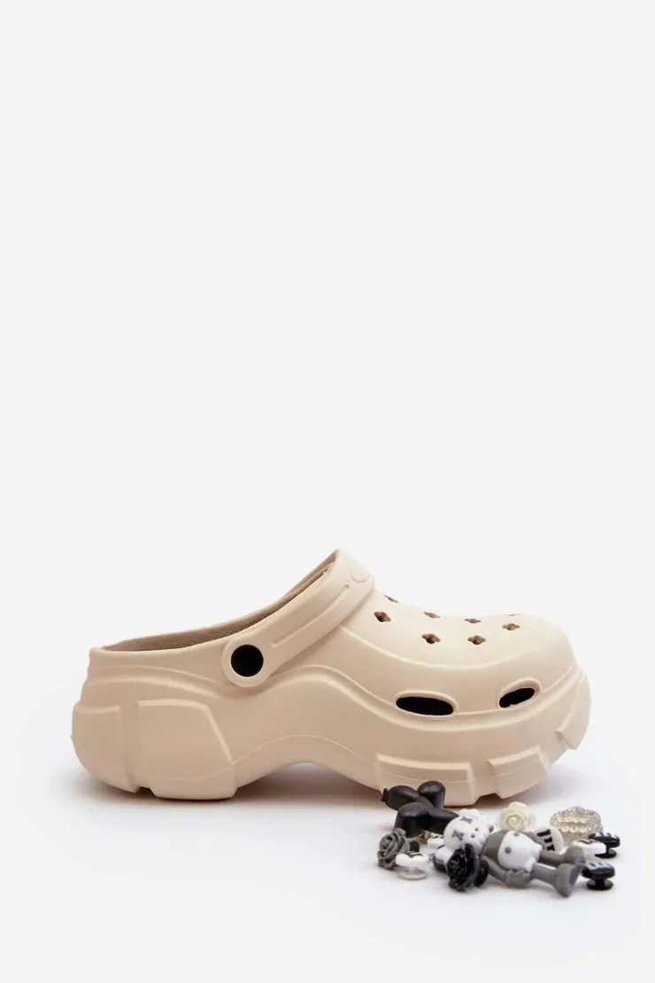 Damskie Boto Piankowe Damskie Lekkie Klapki Na Masywnej Podeszwie Beżowe Matirra