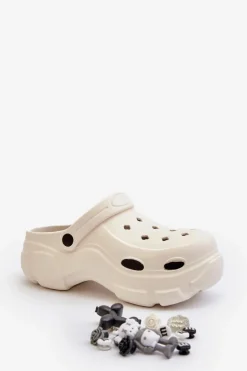 Clearance Boto Piankowe Damskie Lekkie Klapki Na Masywnej Podeszwie Białe Matirra