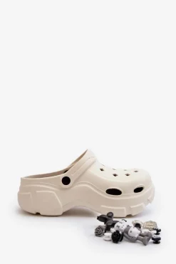 Clearance Boto Piankowe Damskie Lekkie Klapki Na Masywnej Podeszwie Białe Matirra