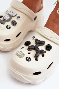 Clearance Boto Piankowe Damskie Lekkie Klapki Na Masywnej Podeszwie Białe Matirra