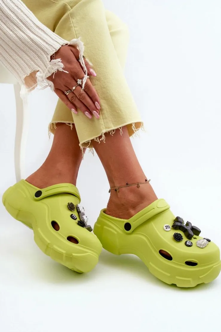 Boto Klapki Na Platformie|Klapki Damskie Klasyczne*Piankowe Damskie Lekkie Klapki Na Masywnej Podeszwie Limonkowe Matirra