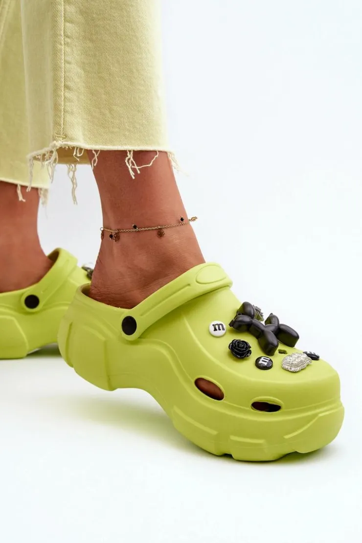 Boto Klapki Na Platformie|Klapki Damskie Klasyczne*Piankowe Damskie Lekkie Klapki Na Masywnej Podeszwie Limonkowe Matirra