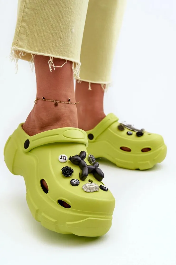 Boto Klapki Na Platformie|Klapki Damskie Klasyczne*Piankowe Damskie Lekkie Klapki Na Masywnej Podeszwie Limonkowe Matirra