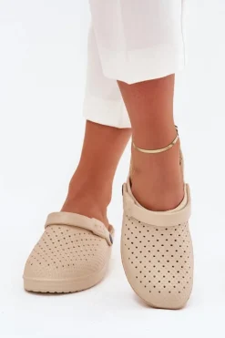 Evento Klapki Basenowe|Klapki Na Platformie*Piankowe Klapki Chodaki Damskie Beżowe Faylina Beżowy