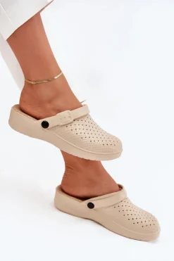 Evento Klapki Basenowe|Klapki Na Platformie*Piankowe Klapki Chodaki Damskie Beżowe Faylina Beżowy