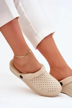 Evento Klapki Basenowe|Klapki Na Platformie*Piankowe Klapki Chodaki Damskie Beżowe Faylina Beżowy