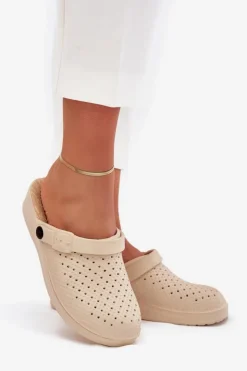 Evento Klapki Basenowe|Klapki Na Platformie*Piankowe Klapki Chodaki Damskie Beżowe Faylina Beżowy