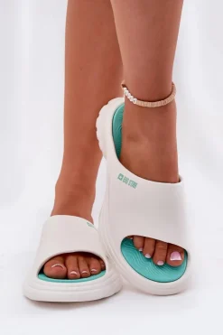 Damskie Big Star Shoes Piankowe Klapki Damskie Big Star RR274A586 Białe