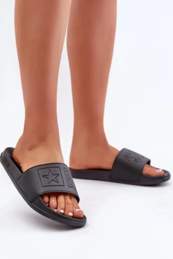 Big Star Shoes Klapki Damskie Big Star|Klapki Damskie Klasyczne*Piankowe Klapki Damskie Big Star OO274040 Czarne Czarny