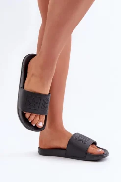 Big Star Shoes Klapki Damskie Big Star|Klapki Damskie Klasyczne*Piankowe Klapki Damskie Big Star OO274040 Czarne Czarny