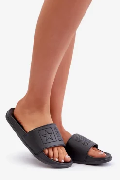 Big Star Shoes Klapki Damskie Big Star|Klapki Damskie Klasyczne*Piankowe Klapki Damskie Big Star OO274040 Czarne Czarny