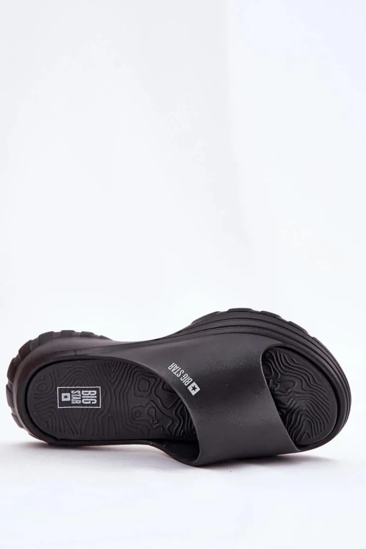 Clearance Big Star Shoes Piankowe Klapki Damskie Big Star RR274A577 Czarne Czarny