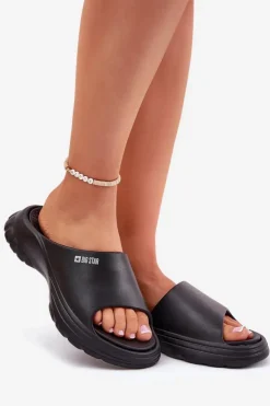 Clearance Big Star Shoes Piankowe Klapki Damskie Big Star RR274A577 Czarne Czarny