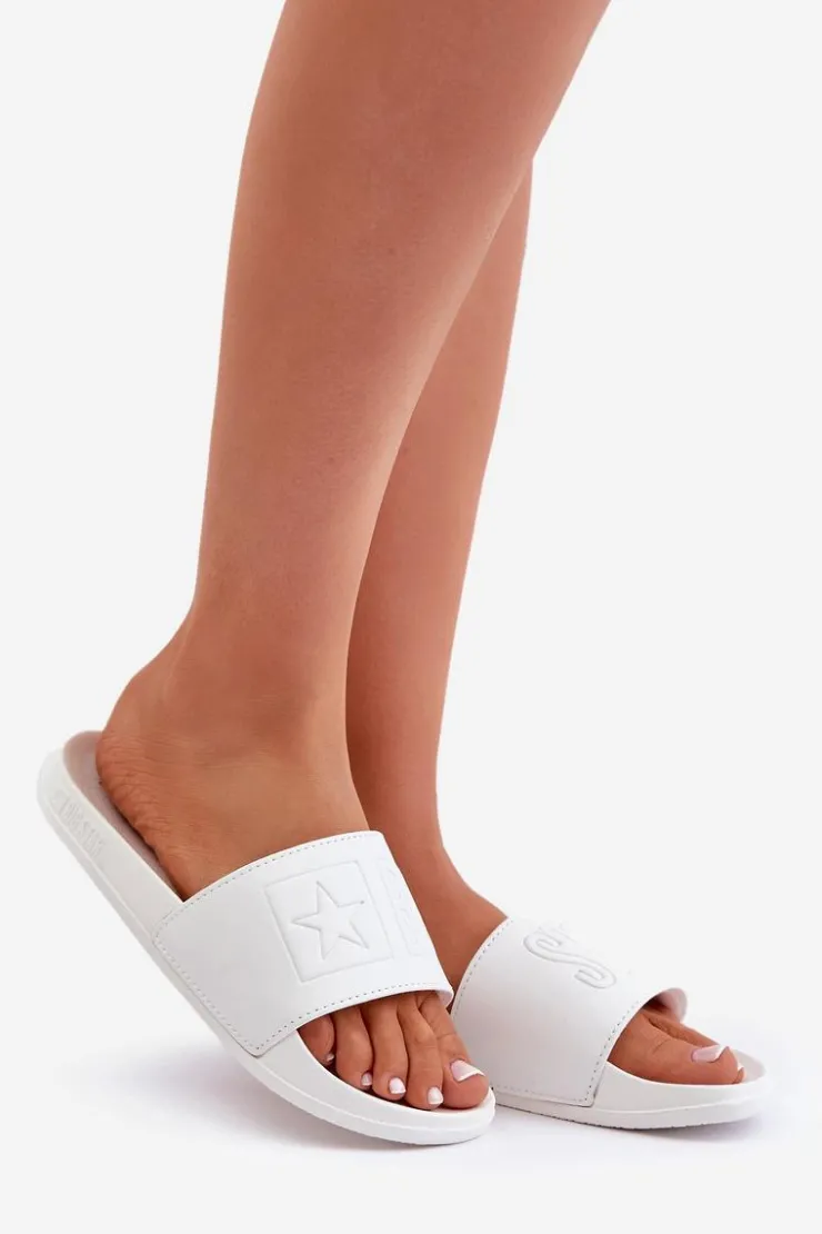 Damskie Big Star Shoes Piankowe Klapki Damskie Big Star OO274042 Białe