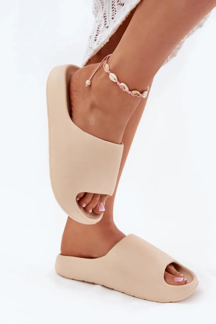 Boto Klapki Basenowe|Klapki Na Platformie*Piankowe Klapki Damskie Beżowe Rivasol