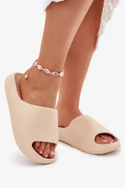 Boto Klapki Basenowe|Klapki Na Platformie*Piankowe Klapki Damskie Beżowe Rivasol