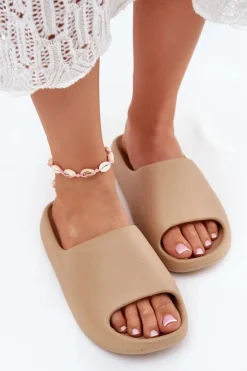 Damskie Boto Piankowe Klapki Damskie Ciemnobeżowe Rivasol