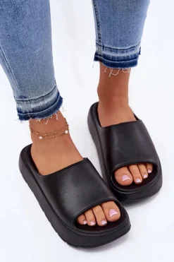 Damskie Evento Piankowe Klapki Damskie Na Platformie Czarne Xalvania