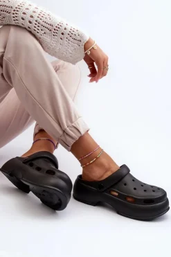 Boto Klapki Basenowe|Klapki Na Platformie*Piankowe Klapki Damskie Na Masywnej Podeszwie Czarne Danollia Czarny