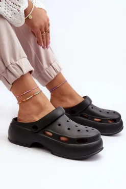 Boto Klapki Basenowe|Klapki Na Platformie*Piankowe Klapki Damskie Na Masywnej Podeszwie Czarne Danollia Czarny