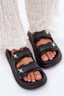 Boto Klapki Basenowe|Klapki Na Platformie*Piankowe Klapki Damskie Na Platformie Czarne Falowena Czarny