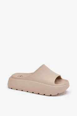 Sale Evento Piankowe Klapki Damskie Na Platformie Beżowe Xalvania Beżowy