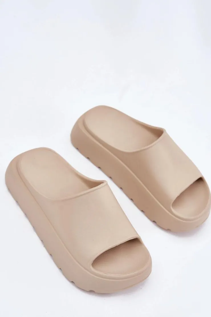 Sale Evento Piankowe Klapki Damskie Na Platformie Beżowe Xalvania Beżowy