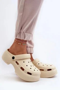 Boto Klapki Basenowe|Klapki Na Platformie*Piankowe Klapki Damskie Na Masywnej Podeszwie Beżowe Danollia