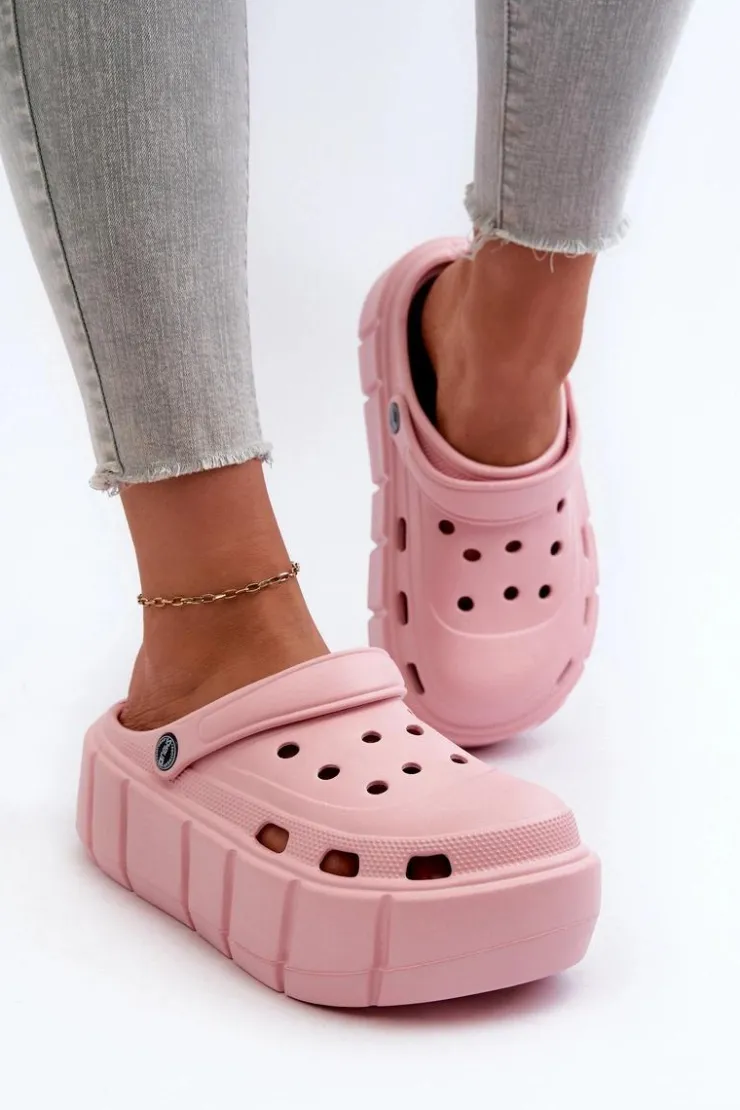 Boto Piankowe Klapki Damskie Na Platformie Różowe Itubia