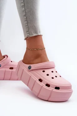 Boto Piankowe Klapki Damskie Na Platformie Różowe Itubia